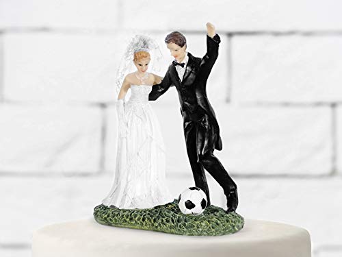 Partydeco Decorazione Sposi Con Pallone Da Calcio, Resina, Bianco E Nero