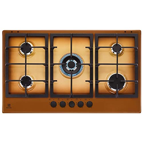 Electrolux - Piano Cottura A Gas Kgs 9536 T Finitura Terra Di Francia E Manopole Nere Da 90 Cm