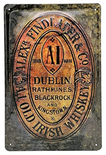 Targa In Metallo Retrò Whiskey Adatta Per Findlater Irish Whiskey Amanti E Intenditori – Targa Pubblicitaria Vintage, Targa Decorativa Da Bar, 30 X 20