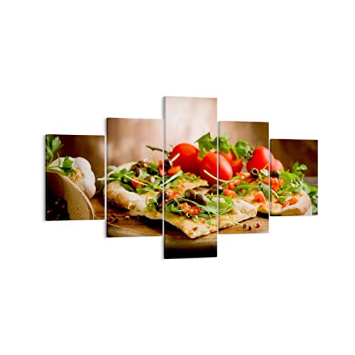 Quadro Su Tela Pizza Vegetariano Italia Cibo Stampe Da Parete 125X70Cm Quadri Moderni Soggiorno Camera Da Letto Cucina 5 Pezzi Piccoli Decorazione Mur