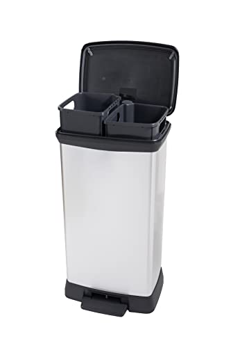 Curver Pattumiera, Pattumiera A Pedale Deco Duo 23+23L, Argento