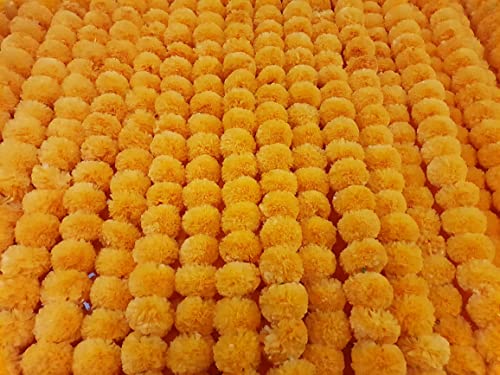 Decoration Craft Confezione Da 5 Ghirlande Artificiali Di Calendula Arancione Chiaro, Lunghezza 1,5 M, Per Feste, Matrimoni Indiani, Decorazioni A Tem