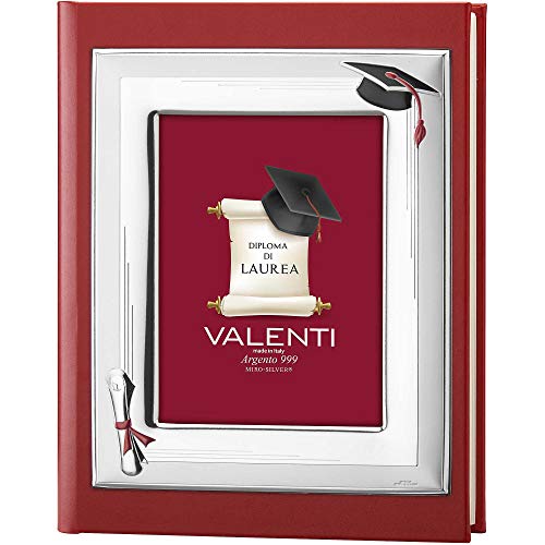 Valenti Argenti Album Laurea In Ecopelle Rossa Con Foto Copertina Cm 13 X 18