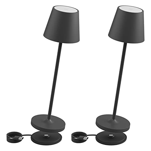 K-Bright 2 Pezzi Lampada Led Dimmerabile Da Tavolo In Alluminio, H38Cm,Ricaricabile Colore Luce Calda Per Interni/Esterni Lampada Da Tavolo Con Base D