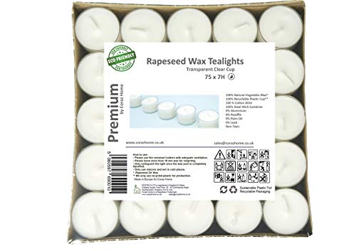 Luci Da Tè Naturali Di Alta Qualità Cera Di Colza In Candele Trasparenti Con 4 O 7-8 Ore Di Combustione Cera Bianca Pura Non Tossica Senza Paraffina S