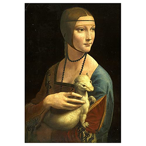 Legendarte - Stampa Su Tela - La Dama Con L'Ermellino - Leonardo Da Vinci - Quadro Su Tela, Decorazione Parete Cm. 60X80
