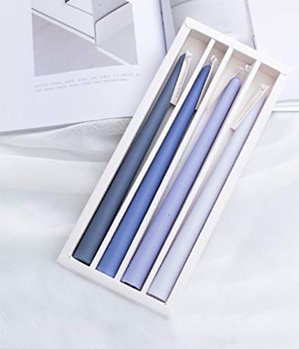 Horbous Candele Candelabro Lunghe Colorate Candele Profumate Regalo 4 Pezzi Durata Illuminazione Fino A 7 Ore (Blu - Wild Bluebell)