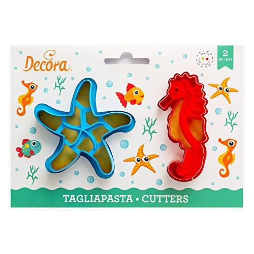 Decora 0255135 Set 2 Tagliapasta Sea Life In Plastica, Il Kit Ideale Per Creare Decorazioni In Pasta Di Zucchero O Di Gomma, Made In Italy, Design Ori