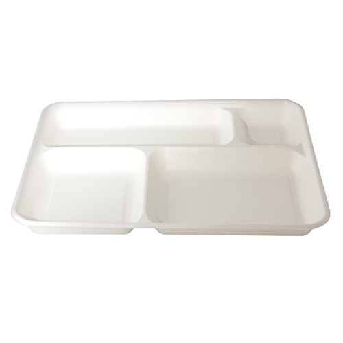 Usobio Vassoi Monouso 4 Scomparti In Polpa Di Cellulosa 37X27Cm - Biodegradabili E Compostabili - Pack 20Pz