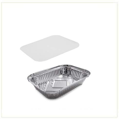 Virsus 100 Vaschette In Alluminio Dimensione 2 Porzioni R8L Rettangolari Argentate Contenitori Per Alimenti Usa E Getta, Perfette Per Teglie In Allumi