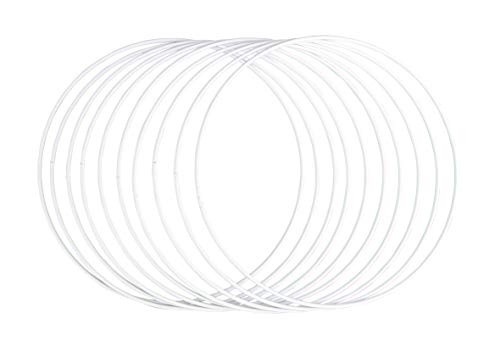 Rayher 25215102 Anelli In Metallo Bianchi, 10 Pezzi, 20 Cm Ø, Spessore Circa 3 Mm, Cerchi Metallici Per Hobbistica, Acchiappasogni, Decorazioni In Mac
