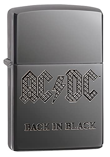 Zippo - Ac/Dc, Auto Engrave – Armor, High Polish Black Ice – Accendino Ricaricabile, In Confezione Regalo Di Alta Qualità, Taglia Unica, 24095-081118