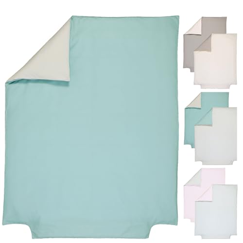 P'Tit Basile - Copripiumino Reversibile Per Bambini 100% Cotone Organico Per Piumino 120 X 150 Cm, Colore: Grigio - Turchese, Cotone Standard 100 By
