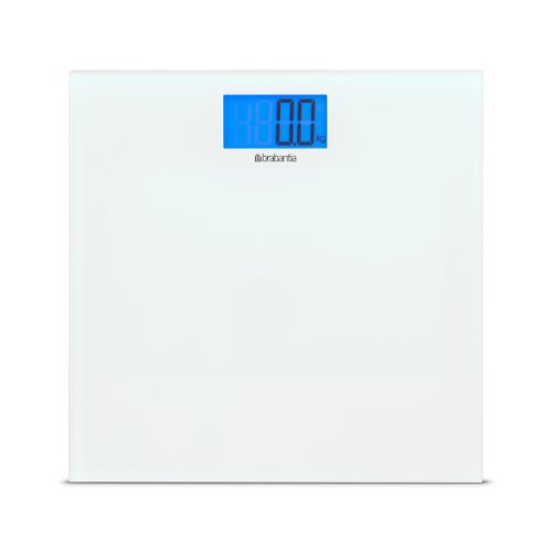 Brabantia Bathroom Scale Bilancia Pesapersone Con Pile, Digitale, Bianco/Vetro