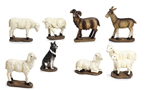 Paben Set 8 Animali Statuine Per Presepe In Resina (Alt Cm 4,3)