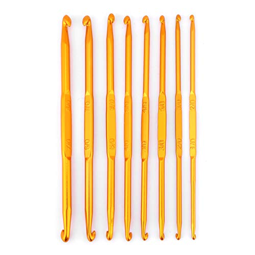8Pcs Uncinetto A Doppia Estremità Uncinetto In Allumina Dorato Set Uncinetto A Doppia Faccia Set Di Ferri Da Maglia Tessuto Artigianale