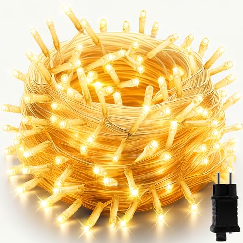 Uping Catena Luminosa Stringa Di Luci 300 Led, Per Festa Giardino Natale Halloween Matrimonio(Bianca Calda)