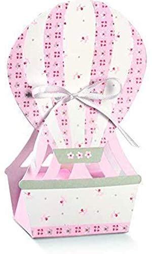 Scotton 20 Pz Mongolfiera Portaconfetti 6X4X14 Cm Rosa Linea Bloom Bomboniera