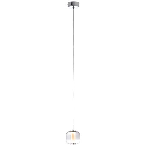 Brilliant Rafa Led Lámpara Colgante 1 Llama Lámparas De Interior De Cromo/Vidrio Ahumado, Lámparas De Suspensión | 1X Led De 7W Integrado, (Flujo Lumi