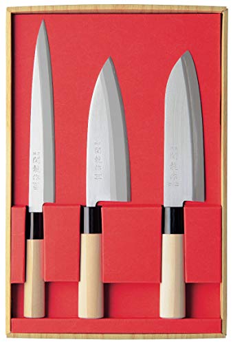 Set 3 Coltelli Giapponesi Sekiryu Sashimi, Santoku & Deba Sr801 - Lama Acciaio Inox