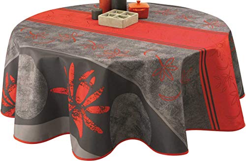 Le Linge De Jules, Tovaglia Antimacchia Lotus Rosso - Rotonda Poliestere, Diametro 160 Cm