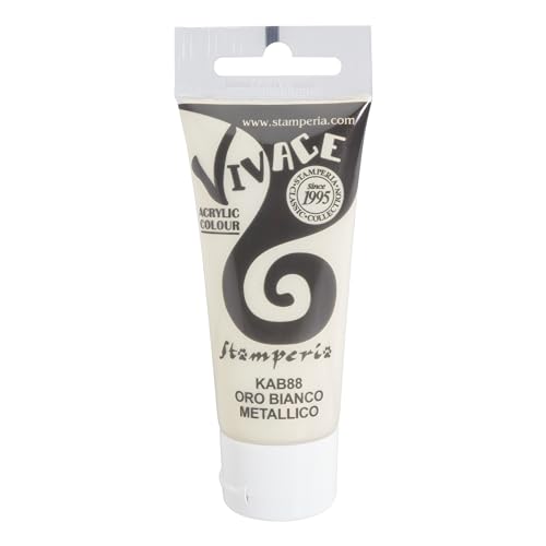 Stamperia Vivace 60 Ml-Oro Bianco Metallico, Multicolore, 5.5Cmx13.5Cm