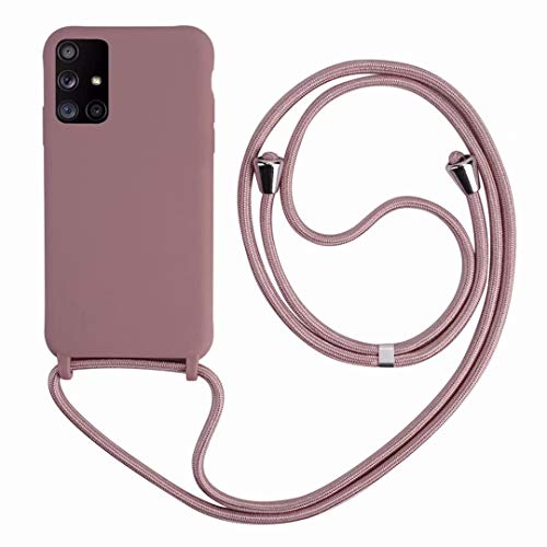 2Ndspring Cover Con Collana Compatibile Con Samsung Galaxy A71 4G,Case Con Laccio Per Il Collo Custodia Con Cordino,Soft Silicone Rose Gold