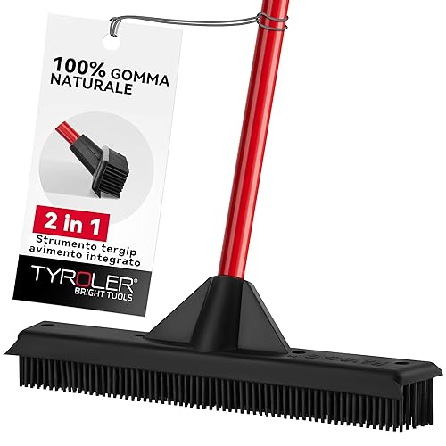 Tyroler Bright Tools Scopa In Gomma Impermeabile/Tergipavimento 33 Cm – Setole In Gomma- Perfetta Per Peli Capelli – Per Esterni Ed Interni – Per Tapp