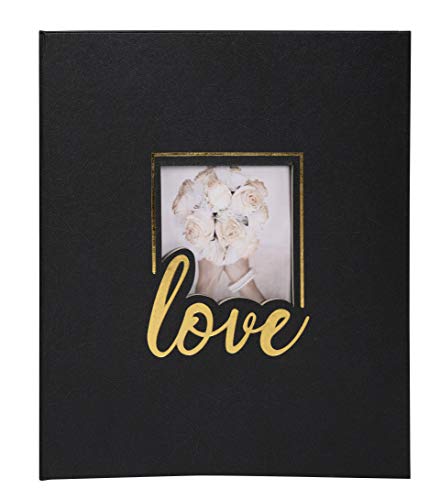 Exacompta 16506E Love, 1 Album Libro Fotografico 29X32Cm Per 300 Foto, 60 Pagine Nere Con Divisori In Pergamena, Copertina In Cartoncino Con Riquadro 
