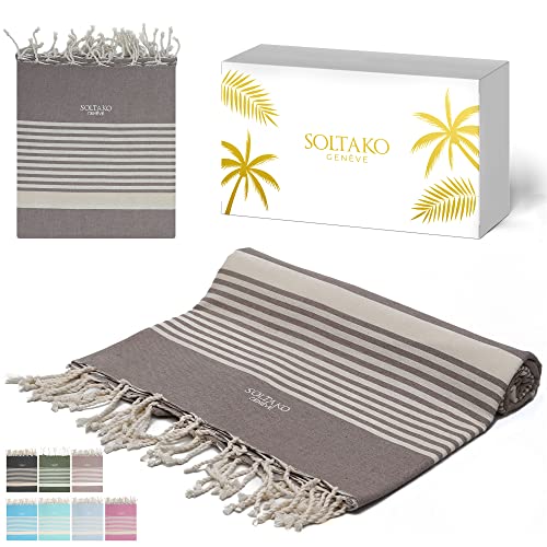 Soltako Fouta Peshtemal - Fouta Xxl - Asciugamano Da Spiaggia Anti Sabbia - Asciugamano Per Hammam, Sauna, Picnic - Asciugamano Di Grandi Dimensioni -