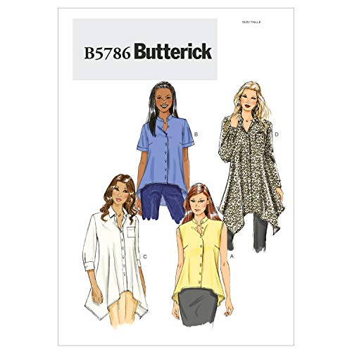 Butterick Patterns B5786 - Cartamodello Per Camicia Da Donna, Confezione Da 1, Taglie Inglesi 16-18-20-22-24 (Dalla 36 Alla 44), Colore: Bianco