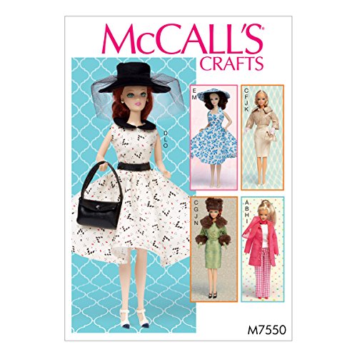 Mccall' S Patterns Modello 7550 Os, Abiti E Accessori Per 11 1/2" Doll, Multi/Colore
