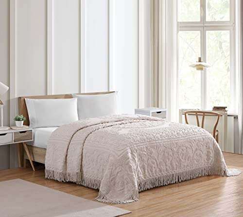 Beatrice Home Fashions Medaglione Chenille, Full, Blush
