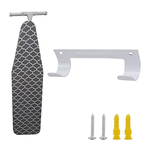Exclen - Supporto Per Asse Da Stiro, Supporto Da Parete, Per Lavanderia, Ripostiglio, Per Appendere Mensole (White)