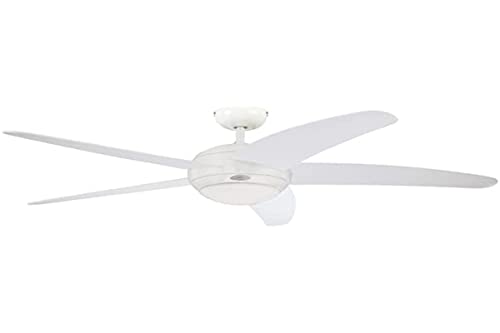Westinghouse Lighting 7214040, Ventilatore Da Soffitto Con Cinque Pale Per Interni, Metallo, 80 Watts, Alogena, Bianco, 132 X 132 X 36 Cm