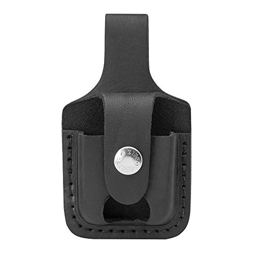 Zippo Loop & Thumb Notch - Custodia Accendino In Pelle Con Passante Per Cintura, Colore: Nero