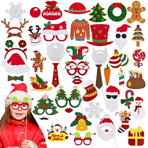 48 Pz Accessori Photo Booth Natale Foto Props Selfie Puntelli Per Foto Babbo Natale Albero Di Natale Renna Decorazioni Natalizie Gadget Natale Festa F