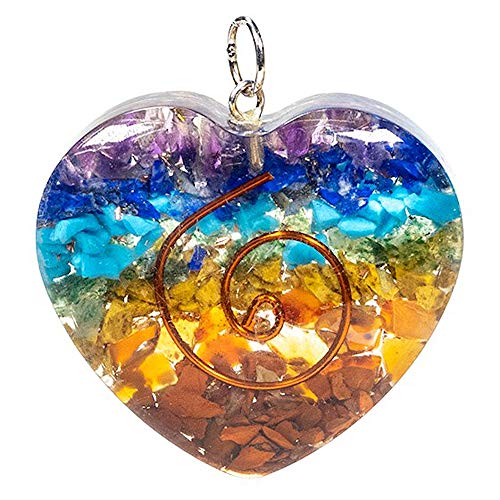 Ciondolo Orgonite Policromo Cuore Chakra Colori Arcobaleno