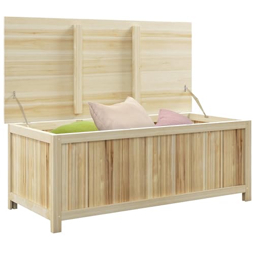 Outsunny Panca Contenitore Da Giardino Da 172L In Legno Di Abete, Baule Da Esterno 120X55X45Cm Colore Legno