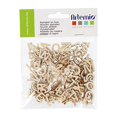 Artemio - Alfabeto Maiuscolo In Legno, 1,3 Cm, Colore: Beige