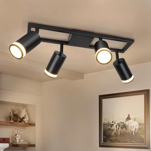Dehobo Lampada Faretti Led Da Soffitto Orientabili, Faretti Da Parete Interno Gu10 Nero, Moderna Plafoniera 3 Luce, Parete Interno Per Barra Cameretta