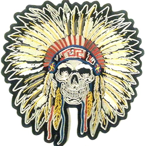 B2See Toppa Adesiva Toppe Termoadesive Biker Jeans Stoffa Patch Biker Teschio Teschi Indiano Toppe Termoadesive Ricamate Ricamata Grande Grandi Dimens