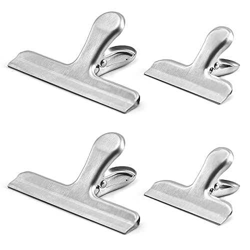 Inheming 4 Pezzi Mollette Chiudi Sacchetti,Mollette Cucina,Clip Per Sacchetti Per Alimenti In Acciaio Inox, Per Biscotti,Caffè, Pane, Snack Bags Ecc -