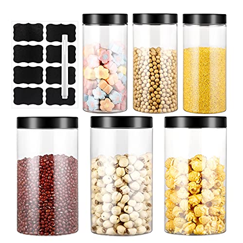 Unibaby7 6Pc Barattoli Cucina, Contenitori Alimentari, Contenitori Ermetici Plastica Trasparente, Adatto Per La Conservazione Di Caffè, Zucchero, Noci