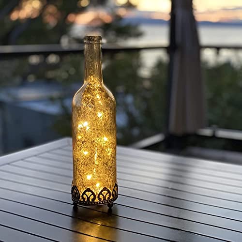 Jinfa Set Da 1 Lanterna Led In Vetro Decorazioni Casa A Batteria | Design Bottiglia | Oro Regale