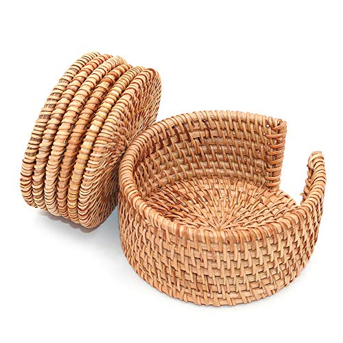 Pofet Sottobicchieri In Rattan Intrecciato A Mano Con Piastra Di Base Per Tazze Da Tè, Piatti Isolati, Per Cucina, Accessori Per La Casa Da Tè, Set Da