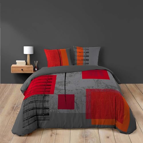 Douceur D'Interieur Copripiumino Matrimoniale 240 X 220 Cm E 2 Federe, 100% Cotone 57 Fili, Stampa: Quadro