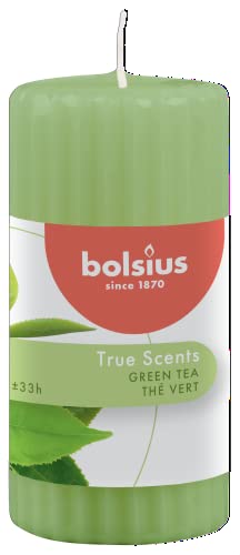 Bolsius True Scents Candela A Colonna Profumata - Fragranza Tè Verde - Colore Verde - Lunga Durata Di 33 Ore - Estratti Naturali - Candela Decorativa