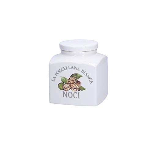 La Porcellana Bianca - Barattolo Deco Noci In Gift Box - Conserva, Barattoli E Contenitori - Barattoli Cucina - Porcellana - 500 Cc; 9,5X9,5Xh11,5 Cm