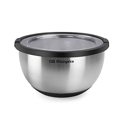 Orbegozo Boa 5000 - Ciotola In Acciaio Inox, 5 Litri, Con Fondo In Silicone Antiscivolo, Coperchio In Plastica Trasparente, Lavabile In Lavastoviglie